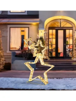 WellHome Wohndekoration<LED-Dekoaufsteller in Gold - (H)80 x (T)10 cm