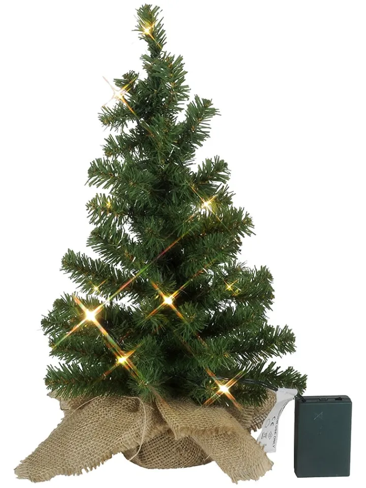 STAR Trading Künstliche Weihnachtsbäume<LED-Dekobaum "Jute" in Grün - (H)45 cm