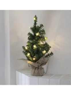 STAR Trading Künstliche Weihnachtsbäume<LED-Dekobaum "Jute" in Grün - (H)45 cm