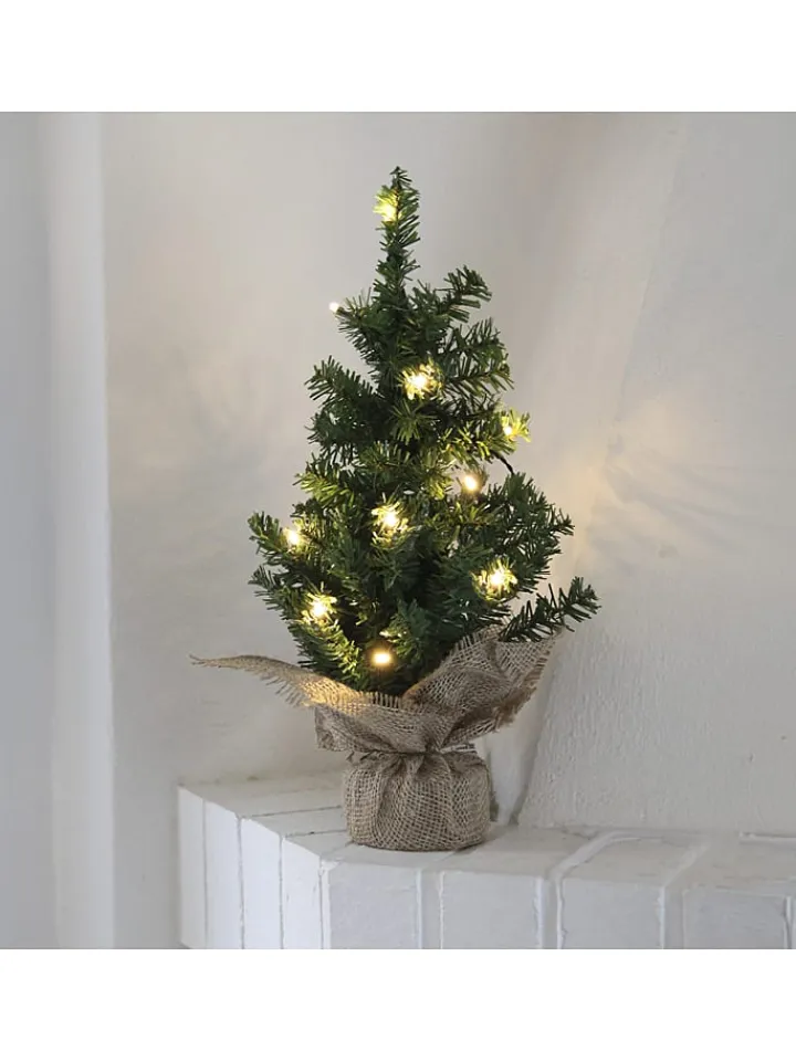 STAR Trading Künstliche Weihnachtsbäume<LED-Dekobaum "Jute" in Grün - (H)45 cm