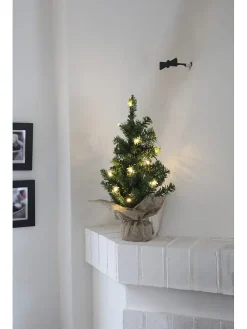 STAR Trading Künstliche Weihnachtsbäume<LED-Dekobaum "Jute" in Grün - (H)45 cm