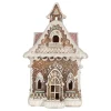 Clayre & Eef Dekofiguren & -Objekte<LED-Dekohaus in Hellbraun - (B)16 x (H)25 x (T)15 cm