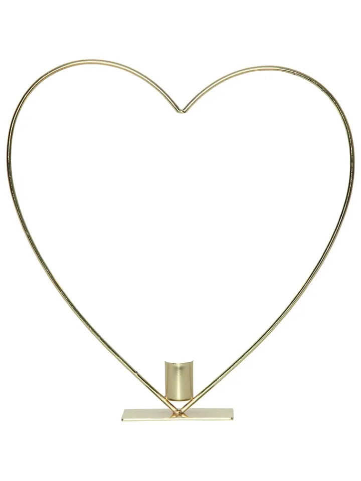 STAR Trading Lichterketten & Deko-Leuchten<LED-Dekoleuchte "Flamme Heart" in Gold - (B)28 x (H)28 cm