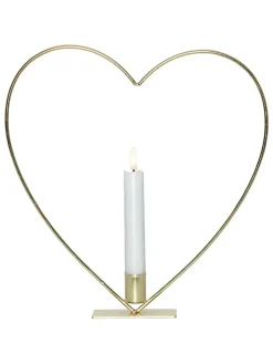 STAR Trading Lichterketten & Deko-Leuchten<LED-Dekoleuchte "Flamme Heart" in Gold - (B)28 x (H)28 cm