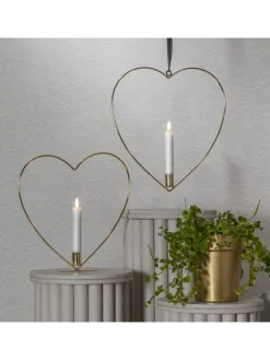 STAR Trading Lichterketten & Deko-Leuchten<LED-Dekoleuchte "Flamme Heart" in Gold - (B)28 x (H)28 cm