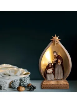 Villa d´Este Lichterketten & Deko-Leuchten<LED-Dekoleuchte ''Great Nativity'' in Weiß/ Gold - (B)14,5 x (H)24 x (T)9 cm