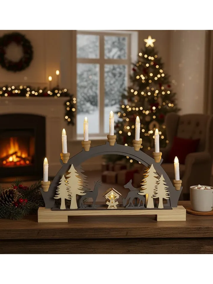 Hollybell Lichterketten & Dekobeleuchtung|Lichterketten & Deko-Leuchten<LED-Dekoleuchte in Hellbraun - (L)5 x (B)45 x (H)33 cm