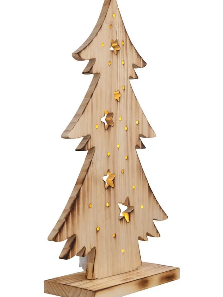näve Dekofiguren & -Objekte<LED-Dekoleuchte "Tannanbaum" in Hellbraun - (B)28,5 x (H)47,5 x (T)10,5 cm