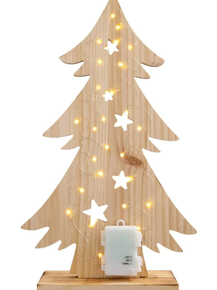 näve Dekofiguren & -Objekte<LED-Dekoleuchte "Tannanbaum" in Hellbraun - (B)28,5 x (H)47,5 x (T)10,5 cm