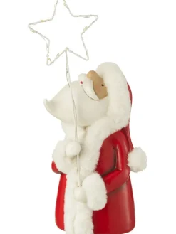 J Line Lichterketten & Deko-Leuchten<LED-Dekoleuchte ''Weihnachtsmann Stern'' in Rot/ Weiß - (H)35,5 x Ø 13 cm