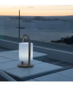 lumisky Außenbeleuchtung<LED-Dekoleuchte "Woody" in Weiß - (H)39 x Ø 18 cm