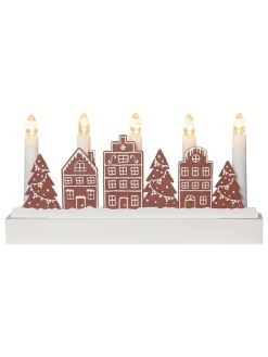 STAR Trading Lichterketten & Deko-Leuchten<LED-Dekoleuchte "Yuletide" in Weiß/ Braun - (B)28 x (H)14,5 x (T)5 cm