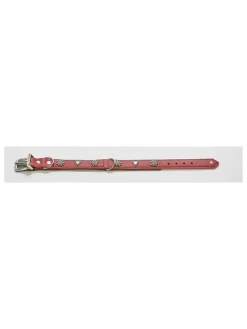 Laboni Hunde<Leder-Halsband "Edelweiss" in Rot/ Grün