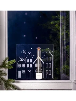 STAR Trading Wohndekoration<LED-Fensterdekoration "Windo" in Weiß/ Transparent - (B)22,5 x (H)21 cm