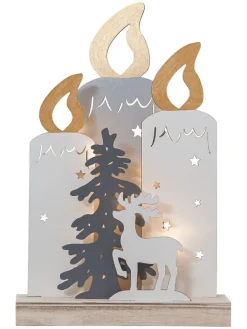 STAR Trading Lichterketten & Deko-Leuchten<LED-Fensterleuchte "Fauna" in Weiß - (B)22 x (H)34 x (T)6 cm