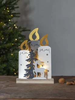 STAR Trading Lichterketten & Deko-Leuchten<LED-Fensterleuchte "Fauna" in Weiß - (B)22 x (H)34 x (T)6 cm