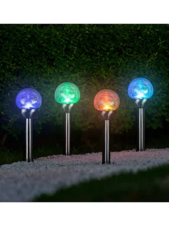 Garden Hero Außenleuchten|Außenbeleuchtung<LED-Gartenstecker in Silber - (H)34 x Ø 8 cm