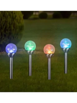 Garden Hero Außenleuchten|Außenbeleuchtung<LED-Gartenstecker in Silber - (H)34 x Ø 8 cm