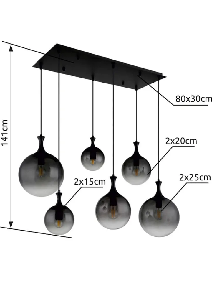 Globo lighting Decken- & Hängeleuchten<LED-Hängeleuchte "Dalton" in Schwarz - (L)97 x (B)48 x (H)141 cm