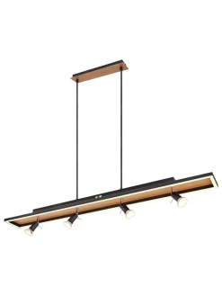 Globo lighting Decken- & Hängeleuchten<LED-Hängeleuchte "Ida" in Schwarz/ Hellbraun - (B)120 x (H)116 cm