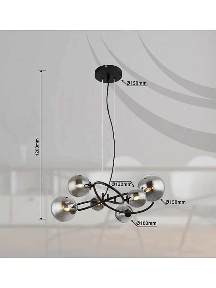 Globo lighting Decken- & Hängeleuchten<LED-Hängeleuchte in Schwarz - (L)62,2 x (B)58,8 x (H)120 cm