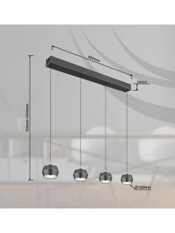 Globo lighting Decken- & Hängeleuchten<LED-Hängeleuchte "Marthy" in Schwarz - (L)80,5 x (B)10 x (H)200 cm