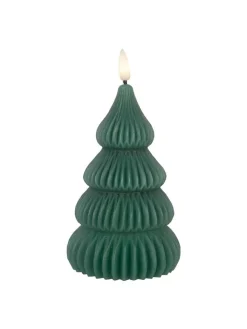 Clayre & Eef Wohndekoration<LED-Kerze in Grün - (H)17 cm
