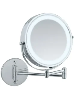 Wenko Spiegel<LED-Kosmetikspiegel "Power-Loc" in Silber - Ø 17,5 cm