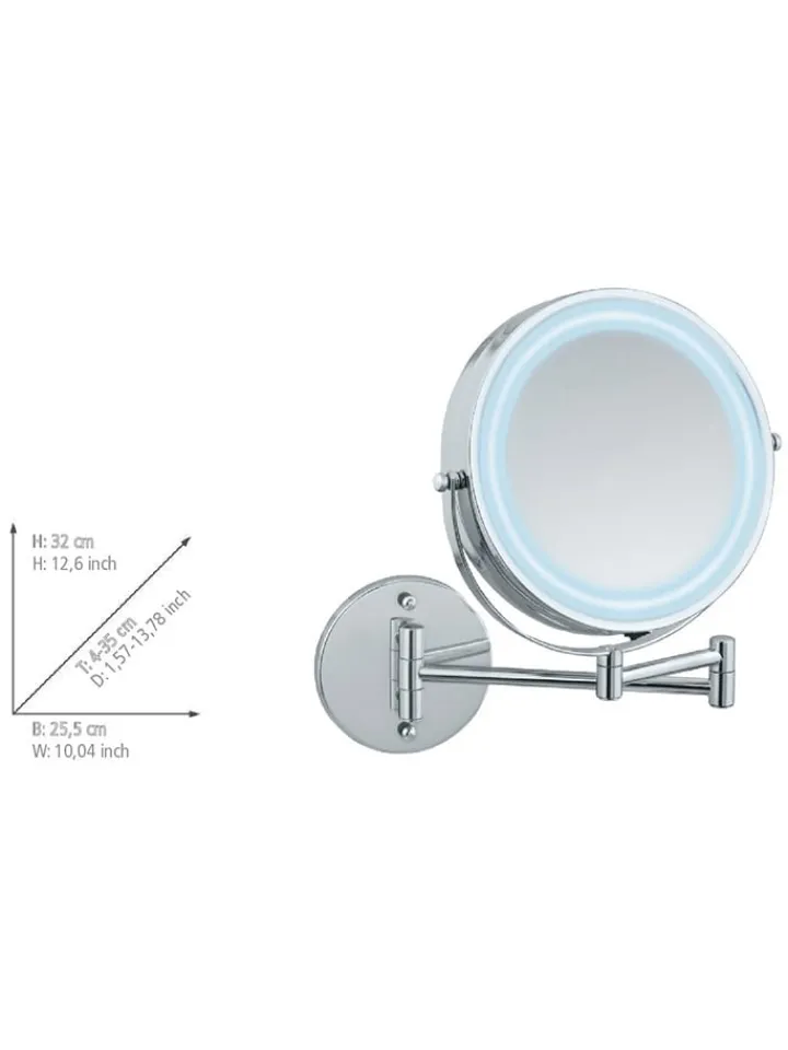 Wenko Spiegel<LED-Kosmetikspiegel "Power-Loc" in Silber - Ø 17,5 cm