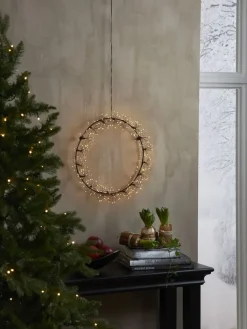 STAR Trading Lichterketten & Dekobeleuchtung<LED-Kranz "Dew Drop Flower" in Warmweiß - Ø 35 cm