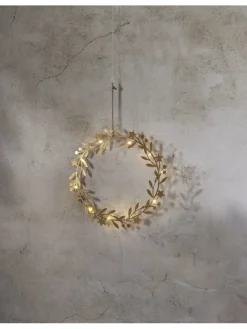 STAR Trading Lichterketten & Dekobeleuchtung|Lichterketten & Deko-Leuchten<LED-Kranz "Holiday" in Gold - Ø 28 cm