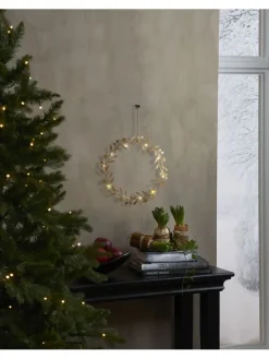 STAR Trading Lichterketten & Dekobeleuchtung|Lichterketten & Deko-Leuchten<LED-Kranz "Holiday" in Gold - Ø 28 cm