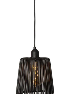 STAR Trading Außenbeleuchtung<LED-Lampenschirm "Twine" in Schwarz - (H)15 x Ø 15 cm