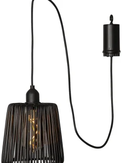 STAR Trading Außenbeleuchtung<LED-Lampenschirm "Twine" in Schwarz - (H)15 x Ø 15 cm