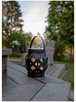 STAR Trading Außenbeleuchtung|Außenleuchten<LED-Laterne "Flame Lantern" in Schwarz - (H)16 cm