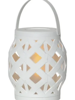 STAR Trading Außenbeleuchtung<LED-Laterne "Flame Lantern" in Weiß - (H)16 cm