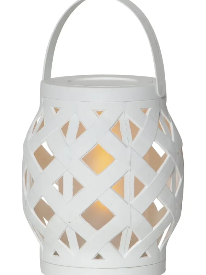 STAR Trading Außenbeleuchtung<LED-Laterne "Flame Lantern" in Weiß - (H)16 cm