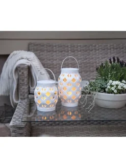 STAR Trading Außenbeleuchtung<LED-Laterne "Flame Lantern" in Weiß - (H)16 cm