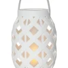 STAR Trading Außenleuchten<LED-Laterne "Flame Lantern" in Weiß - (H)23 cm