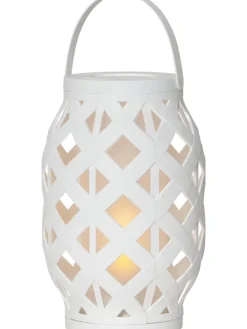 STAR Trading Außenleuchten<LED-Laterne "Flame Lantern" in Weiß - (H)23 cm