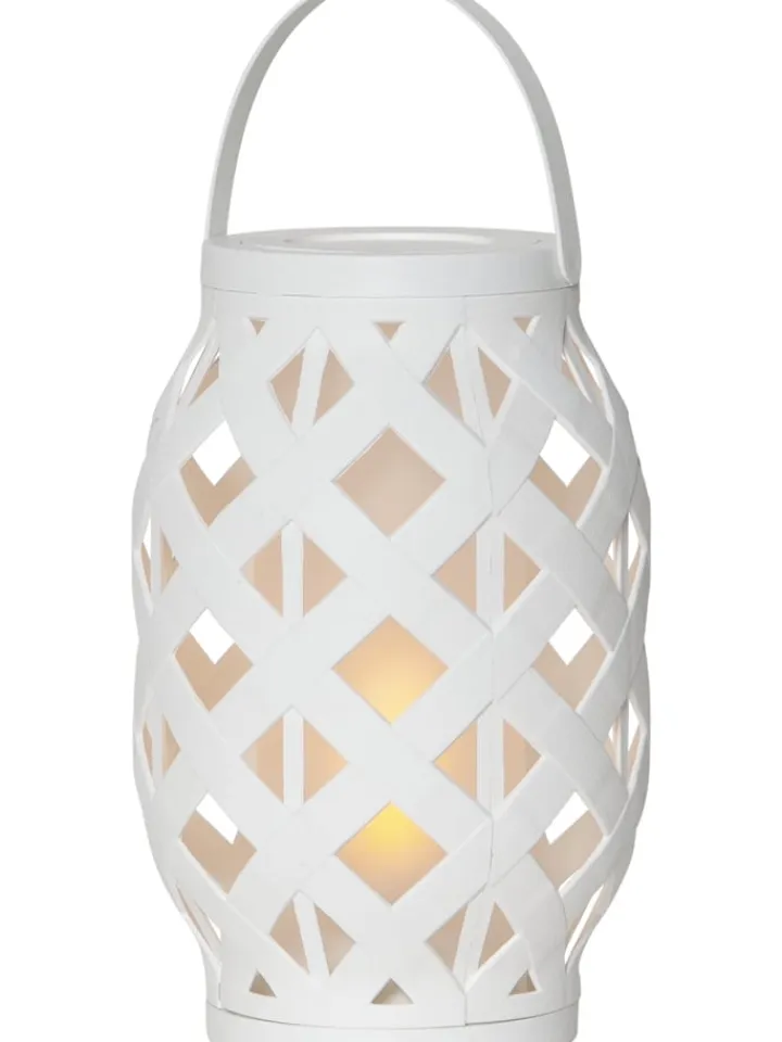 STAR Trading Außenleuchten<LED-Laterne "Flame Lantern" in Weiß - (H)23 cm
