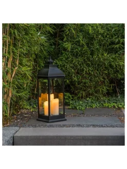 Profiline Lichterketten & Deko-Leuchten<LED-Laterne in Schwarz - (B)24 x (H)70 x (T)24 cm
