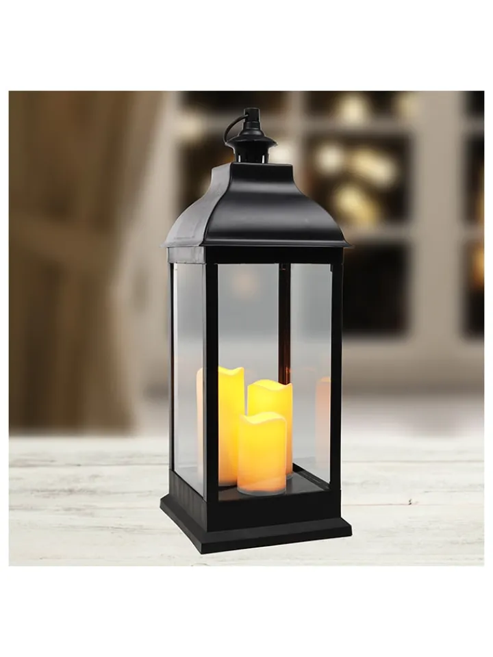 Profiline Lichterketten & Deko-Leuchten<LED-Laterne in Schwarz - (B)24 x (H)70 x (T)24 cm