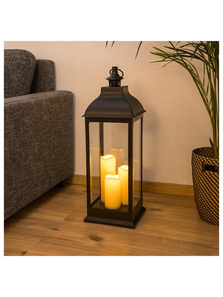 Profiline Lichterketten & Deko-Leuchten<LED-Laterne in Schwarz - (B)24 x (H)70 x (T)24 cm