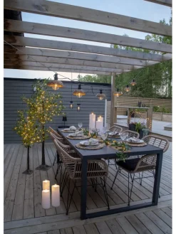 STAR Trading Lichterketten & Dekobeleuchtung|Lichterketten & Deko-Leuchten<LED-Lichterkette "Cesta Light" in Hellbraun/ Schwarz - (B)13 x (H)13 cm