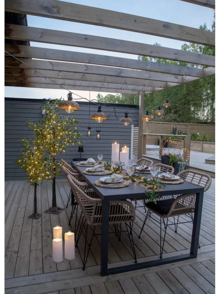 STAR Trading Lichterketten & Dekobeleuchtung|Lichterketten & Deko-Leuchten<LED-Lichterkette "Cesta Light" in Hellbraun/ Schwarz - (B)13 x (H)13 cm