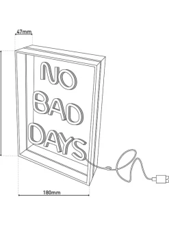 näve Dekofiguren & -Objekte<LED-Schriftleuchte "No bad days" in Blau/ Pink - (B)18 x (H)30 cm