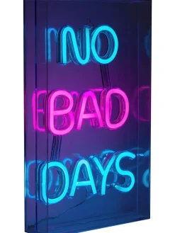 näve Dekofiguren & -Objekte<LED-Schriftleuchte "No bad days" in Blau/ Pink - (B)18 x (H)30 cm
