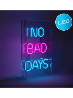 näve Dekofiguren & -Objekte<LED-Schriftleuchte "No bad days" in Blau/ Pink - (B)18 x (H)30 cm