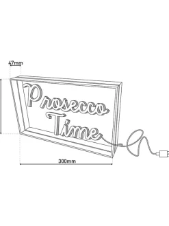 näve Dekofiguren & -Objekte<LED-Schriftleuchte "Prosecco Time" in Türkis/ Pink - (B)30 x (H)15 cm